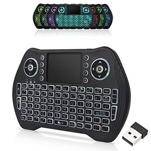lot 43000548 image: Backlit 2.4GHz Mini Wireless Keyboard Remote Control with Touchpad Mouse Combo with USB Dongle Rechargeable Li-ion Battery for Android TV BoxSmart TVPCWindowsMacOSLinuxX-BoxSmart TV Box