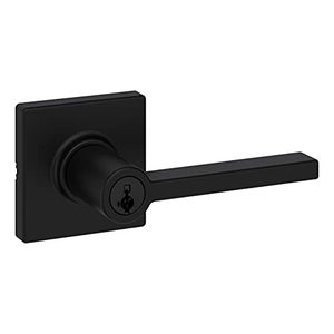 lot 43000551 image: Kwikset Casey Keyed Entry Door Lever featuring SmartKey Security in Matte Black