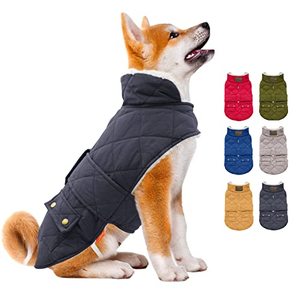 lot 43000556 image: KYEESE Dog Cold Weather Coats Cozy Windproof Padded Sherpa Warm Dog Jacket for Small Dogs with Furry Collar Dog Apparel, Gray,M