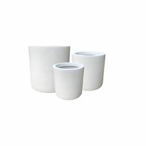 lot 1541 image: Set of 3 Modern Cylindrical Lightweight Concrete Outdoor Planters Pure White - Rosemead Home & Garden, Inc.