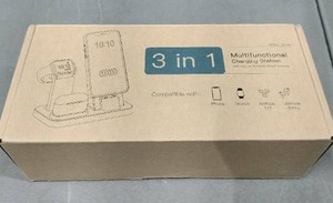 lot 1650 image: 3 in 1 Multifunctional Charging Station With Wireless Watch Charger Black