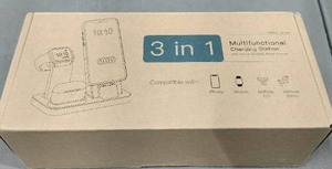 lot 1651 image: 3 in 1 Multifunctional Charging Station With Wireless Watch Charger Black