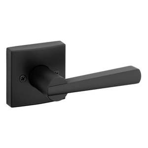 lot 2496 image: Baldwin Prestige 352SPLSQR514 Passage Spyglass Lever with Square Rose with 6AL Latch & RCS Strike Matte Black, 2 Pack