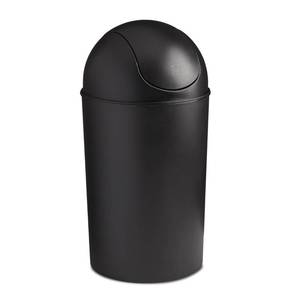 lot 2572 image: Umbra 10 gal Grand Plastic Swing Top Kitchen Trash Can Black