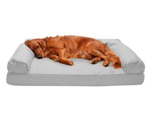 lot 5899 image: FurHaven  Orthopedic Quilted Sofa Pet Bed for Dogs & Cats Silver Gray Jumbo