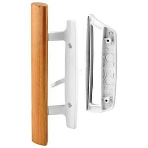 lot 1579 image: 2pk Prime-Line Products C 1204 Diecast with wood handle White Patio Door Handle