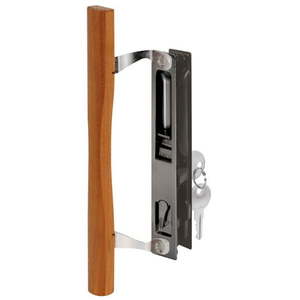 lot 2519 image: Sliding Glass Door Handle Set 6-58 in. Diecast and Wood Hook Style