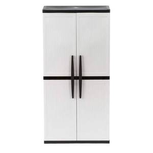 lot 2543 image: HDX Plastic Freestanding Garage Cabinet in Gray (35 in. W x 71 in. H x 18 in. D)