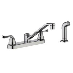 lot 2550 image: Glacier Bay Constructor 2-Handle Standard Kitchen Faucet with Side Sprayer in Chrome, Grey