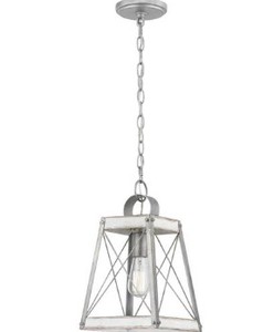 lot 1542 image: Progress Broadberry Collection Mini Pendant With Galvanized Accents Antique White