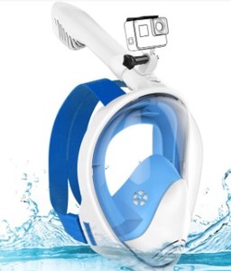 lot 1605 image: Hieha Full Face Snorkeling Mask Black Blue - L-XL