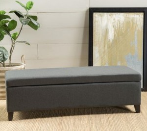 lot 1614 image: Noble Home Gray Storage Ottoman With Legs 50x17x13