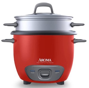 lot 2553 image: Aroma 6 Cup Rice And Grain Cooker, Red