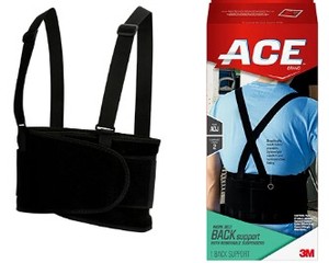 lot 1560 image: Ace Work Belt Back Support With Removable Suspenders Black Support Level 2