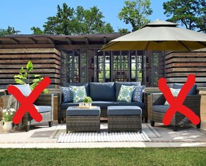 lot 2545 image: Ovios Patio Seating Set Box 1 Of 2, 3 Seat Sofa Plus 2 Ottomans