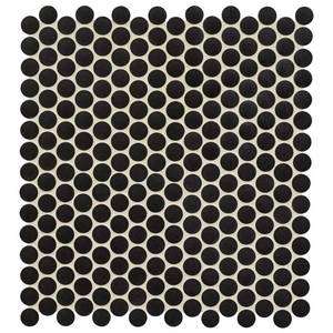 lot 7377 image: Penny Round Nero 12.32 in. x 11.38 in. x 6mm Porcelain Mesh-Mounted Mosaic Tile (14.4 sq. ft.  case)