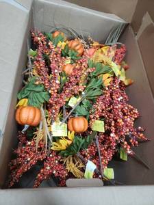 lot 2918 image: Large Box Of Decorative Faux Fall Plant Bouquets