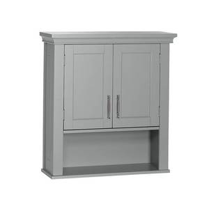 lot 7359 image: RiverRidge Home Somerset 2-Door Bathroom Storage Wall Cabinet with 1 Open Shelf and 2 Interior Shelves Gray