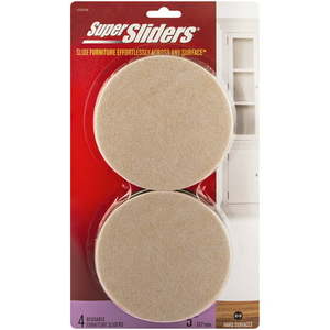 lot 7360 image: Super Sliders 5 Round Felt Furniture Sliders Beige 4 Pack