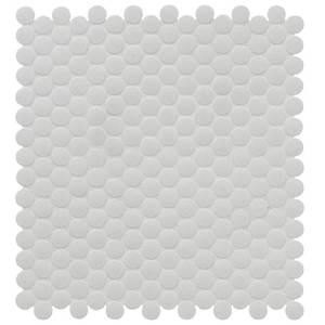 lot 7372 image: Penny Round Bianco 11.38 in. x 12.32 in. x 6 mm Matte Porcelain Mesh-Mounted Mosaic Tile (14.4 sq. ft.  case)