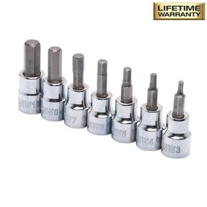 lot 3454 image: Husky Hex Bit Socket Set 7 pc 38 Inch Drive Wrench Metric Chromium Vanadium Steel H3DMM7PCHBSSR