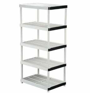 lot 8423 image: HDX 5-Tier Plastic Garage Storage Shelving Unit in Gray (36 in. W x 72 in. H x 24 in. D)