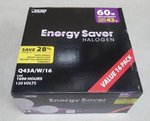 lot 2879 image: Feit Electric Energy Saver Halogen Light Bulbs, Box Of 16