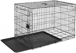 lot 8410 image: Amazon Basics Foldable Metal Wire Dog Crate with Tray, Single Door, 36 Inch (B09G4KS7FY)