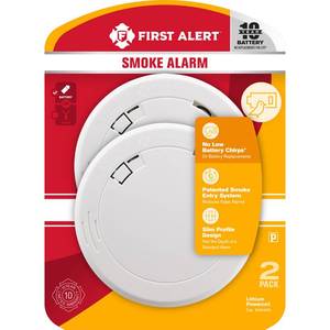 lot 1890 image: First Alert 5034490 Battery-Powered Photoelectric Smoke Detector - Pack of 2