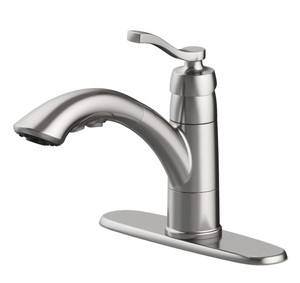 lot 1999 image: Project Source Laural Pull Out Kitchen Faucet Stainless Steel Finish