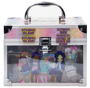lot 2905 image: Townley Girl DIY Studio Train Case Makeup Beauty Glam Set