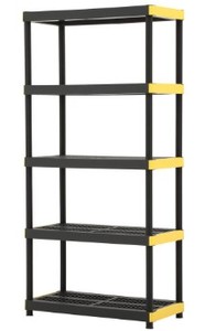 lot 2922 image: 18 in. x 36 in. x 74 in. Black and Yellow Plastic Ventilated 5-Tier Garage Shelving Unit