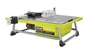 lot 1956 image: Ryobi WS722 7 Inch 4.8 Amp Portable Tabletop Wet Tile Saw with Miter Guide and Induction Motor Retail $149.00