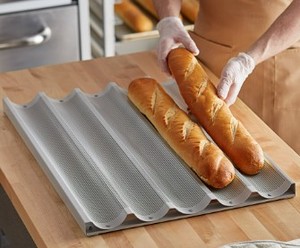 lot 1917 image: 5pk Baguette French Bread Pan 5 Slots 26x18 Stainless