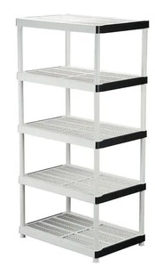 lot 2875 image: HDX 5-Tier Plastic Garage Storage Shelving Unit in Gray (36 in. W x 72 in. H x 24 in. D)