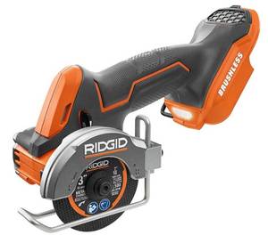 lot 2828 image: RIDGID 18V SubCompact Brushless Cordless 3 in. Multi-Material Saw (Tool Only) with (3) Cutting Wheels