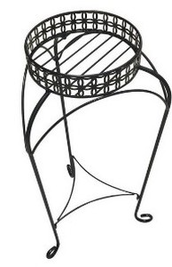 lot 3411 image: Allen  Roth 27.3-in Black Outdoor Round Steel Plant Stand