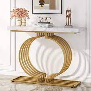 lot 5363 image: Tribalsigns Entryway Round Base Accent Table w Marble Top-Retail$159.99
