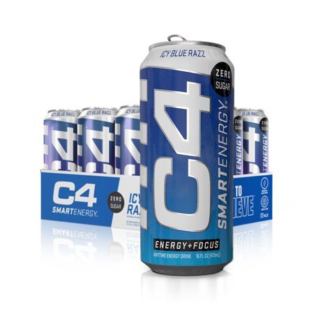 C4 Smart Energy Drink - Sugar Free Performance Fuel & Nootropic Brain  Booster, Coffee Substitute or Alternative, Icy Blue Razz 16 Oz - 12 Pack  (B08SQ9VBRC)