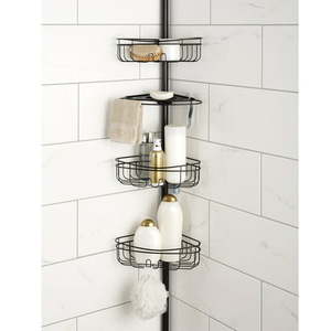 lot 37029 image: Mainstays 3-Shelf Tension Pole Shower Caddy Oil-Rubbed Bronze