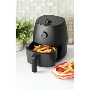 lot 37035 image: Mainstays 2.2 Quart Compact Air Fryer Non-Stick Dishwasher Safe Basket 1150W Black