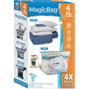 lot 37037 image: Magicbag� Cube Instant Space Saver Storage - Extra Large - Double Zipper - 4 Pack