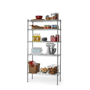 lot 37051 image: Hyper Tough 5 Tier Wire Shelf Unit Chrome 1750 lb Capacity