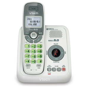 lot 37059 image: VTech CS6124 DECT 6.0 Cordless Phone with Answering System and Caller IDCall Waiting White with 1 Handset