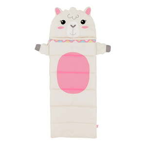 lot 37064 image: Firefly Outdoor Gear Izzie the Llama Kid s Sleeping Bag - Off WhitePink (65 in. x 24 in.)