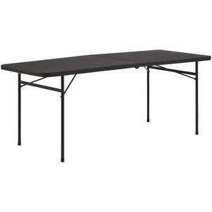 lot 37098 image: (2-Pack) Mainstays 6 Foot Bi-Fold Plastic Folding Table, Black