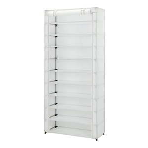 lot 37100 image: Mainstays 10 Shelf Organizer Shoe Rack with Cover White