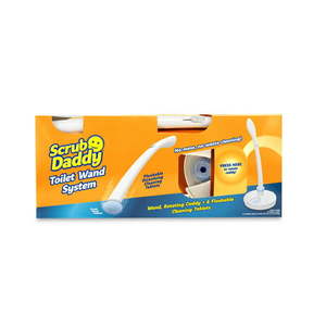 lot 37139 image: Scrub Daddy Toilet Wand Disposable Kit System includes 1 wand 1 Storage Caddy includes 6 Flushable Tablets.