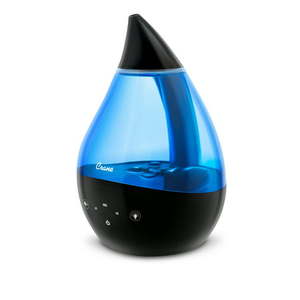 lot 37143 image: Crane USA Top Fill Drop 1 Gallon Ultrasonic Cool Mist Humidifier with 24 Hour Run Time Black & Blue