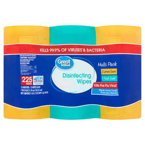 lot 37168 image: Great Value Disinfecting Wipes Fresh and Lemon Scent 225 wipes